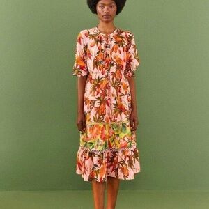 Farm Rio Mixed Mango Trees Midi Dress M